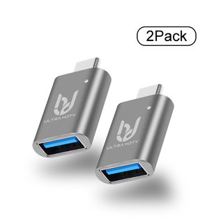 2er-Pack USB-C auf USB 3.0A Adapter mit OTG by Ultra HDTV, blaue LED-Beleuchtung, fr Ihr Typ-C Ger?t wie z.B. MacBook, Chromebook, Samsung Galaxy S8/9