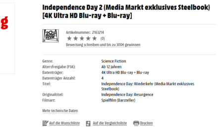 Independence Day 2: Wiederkehr: Erster 4K-Spielfilm auf Ultra HD Blu-ray im Steelbook