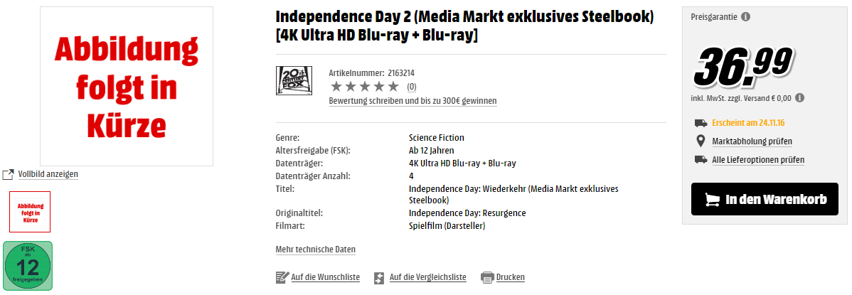 Independence Day 2: Wiederkehr: Erster 4K-Spielfilm auf Ultra HD Blu-ray im Steelbook