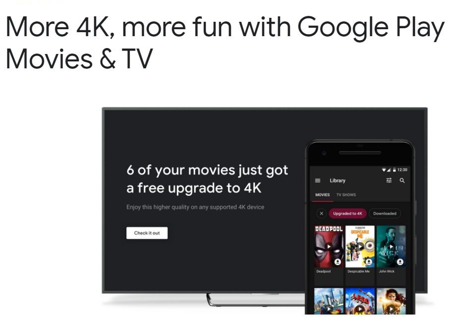 Google Play Movies: Kostenloses 4K-Upgrade geht online