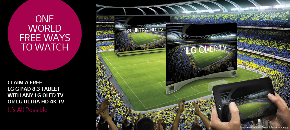 LG G Pad kostenlos bei OLED – oder 4K-TV-Kauf zur WM 2014